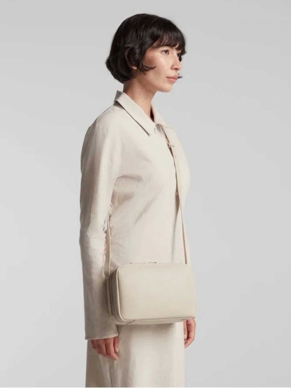 Monos Metro Light Ivory Leather Crossbody Bag